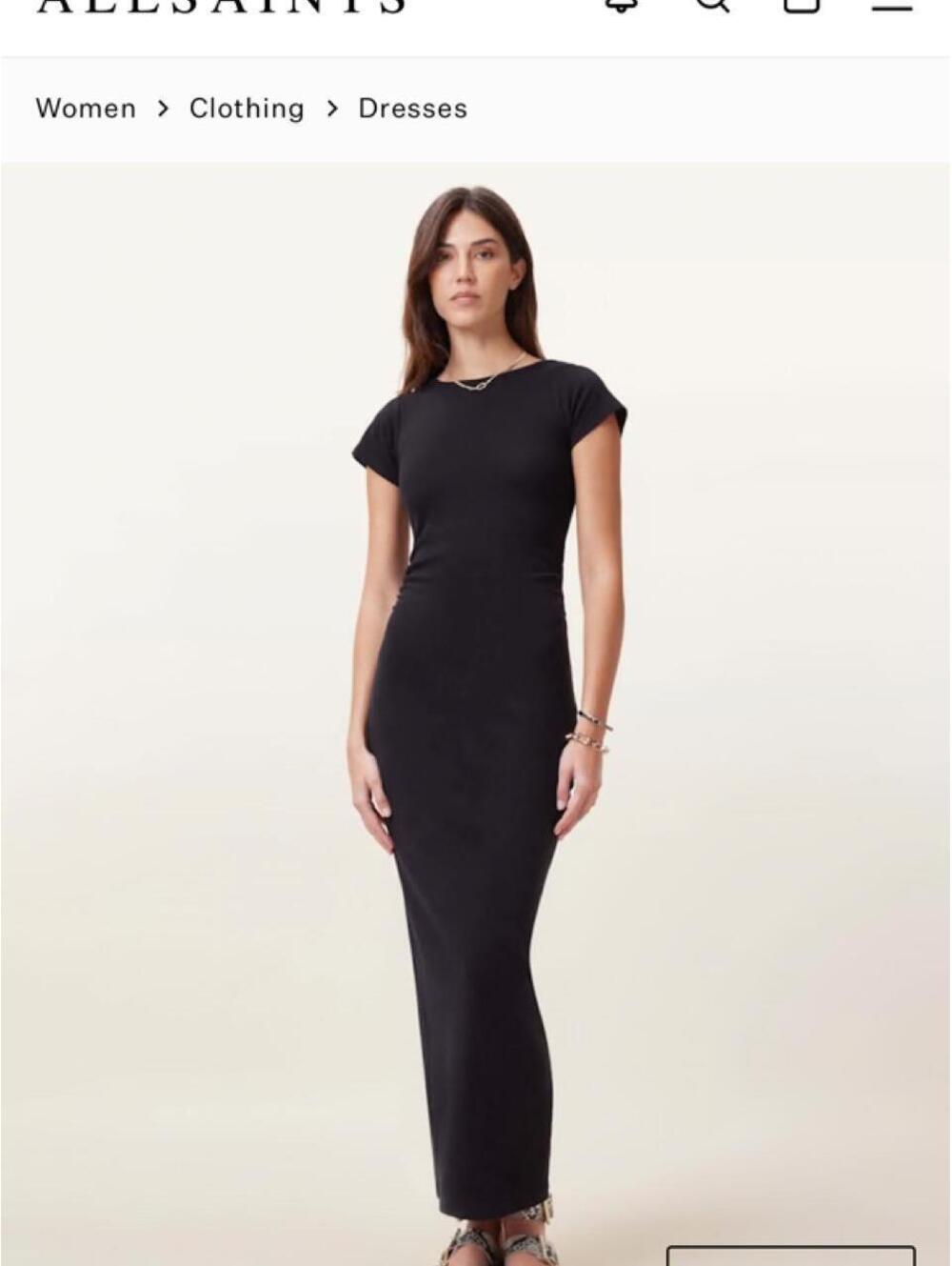 AllSaints Katerina black fitted t shirt dress